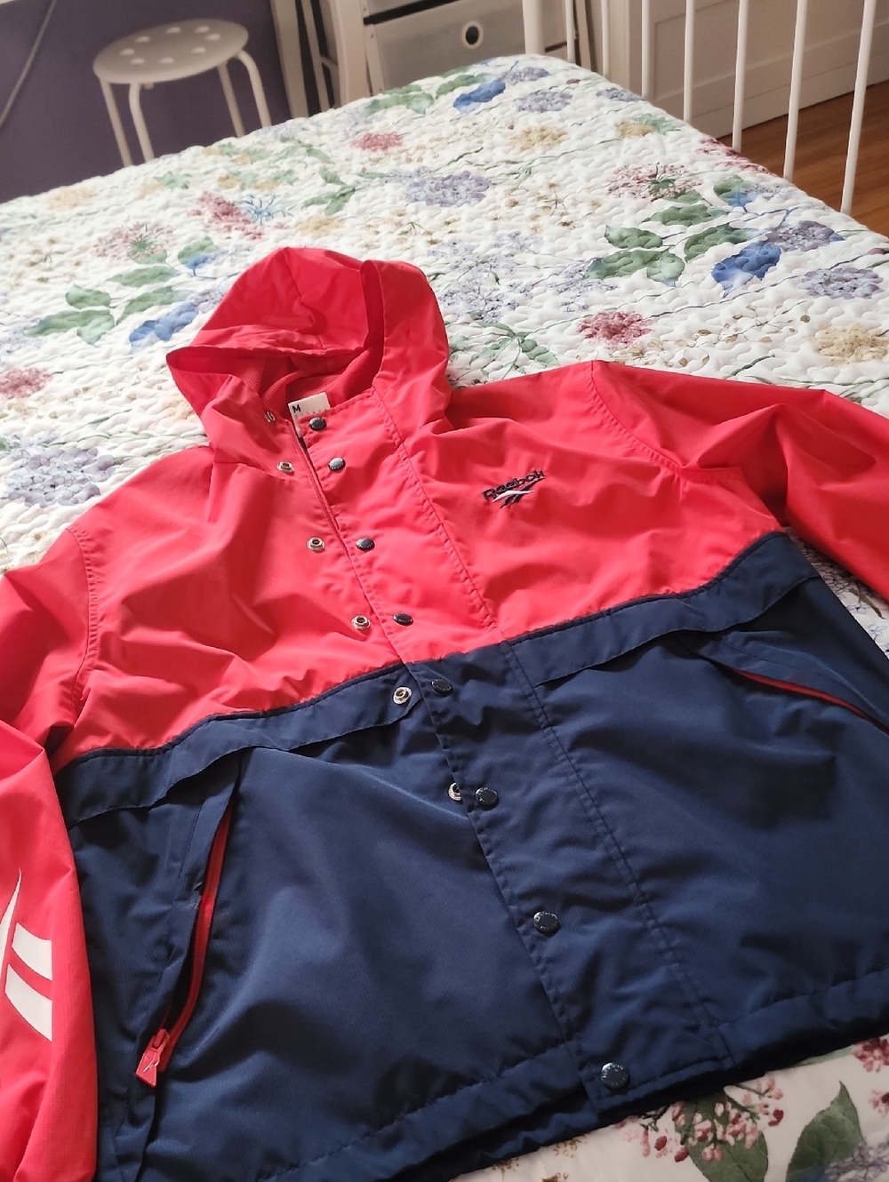 Reebok Men's Two-Tone Red and Navy Windbreaker Jacket